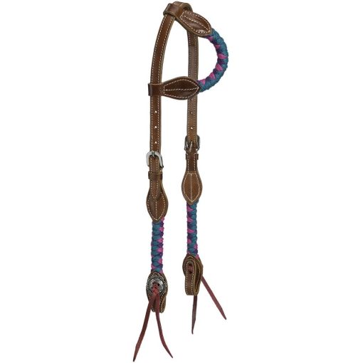 Tough1 Wool String Ear Headstall Teal/Purple/Magenta